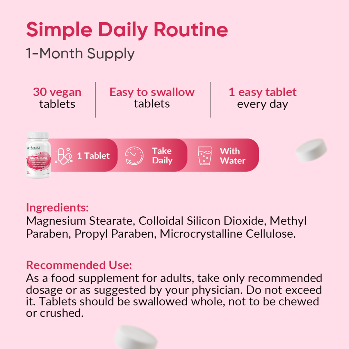 Gluta-Glow L-Glutathione 500mg Tablets